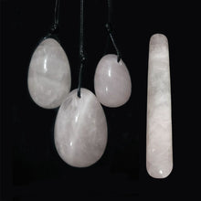 Load image into Gallery viewer, Rose Quartz Yoni Egg Set Natural Jade Eggs Women Kegel Exerciser Vaginal Muscles Tightening Ball Massage Yoni Wand Jade Massager