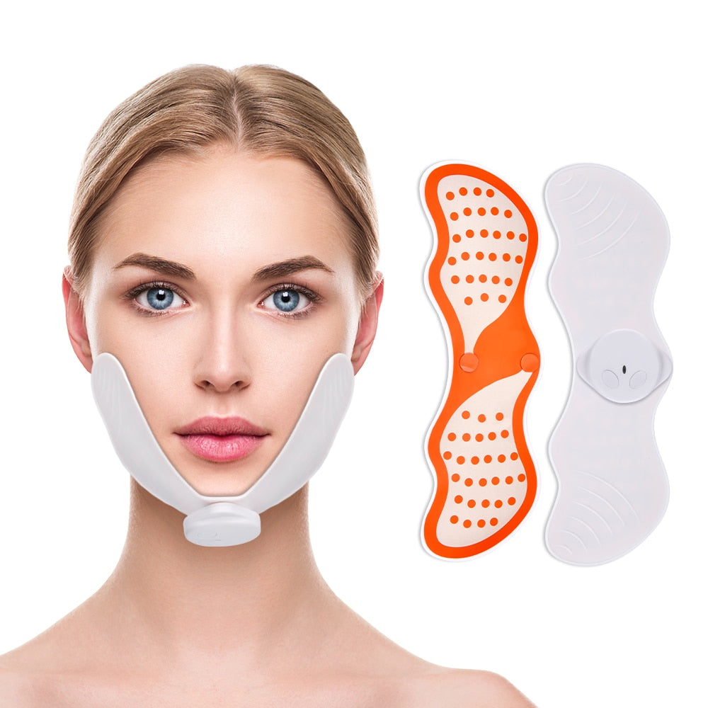 EMS Face Lifting Massager Electronic Pulse Muscle Stimulator V Face Slimming Exerciser With Gel Pads Facial Skin Lift Tools